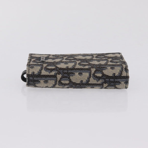 Christian Dior Trotter Oblique Key Case Navy Silver Auth 207370