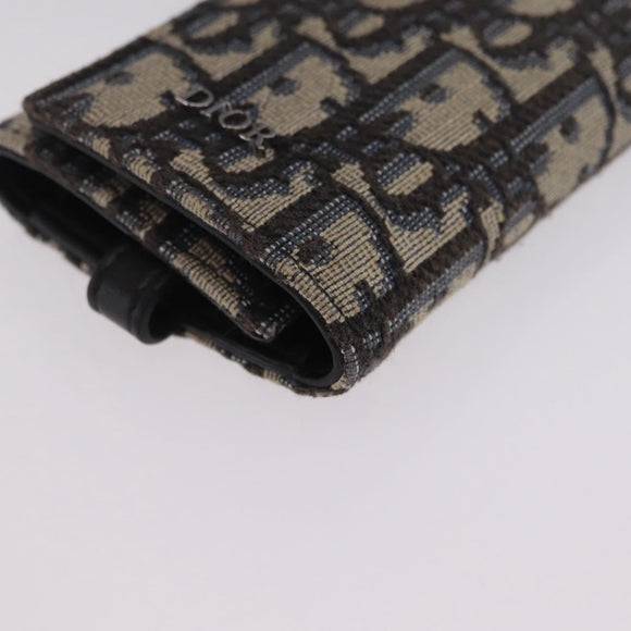 Christian Dior Trotter Oblique Key Case Navy Silver Auth 207370