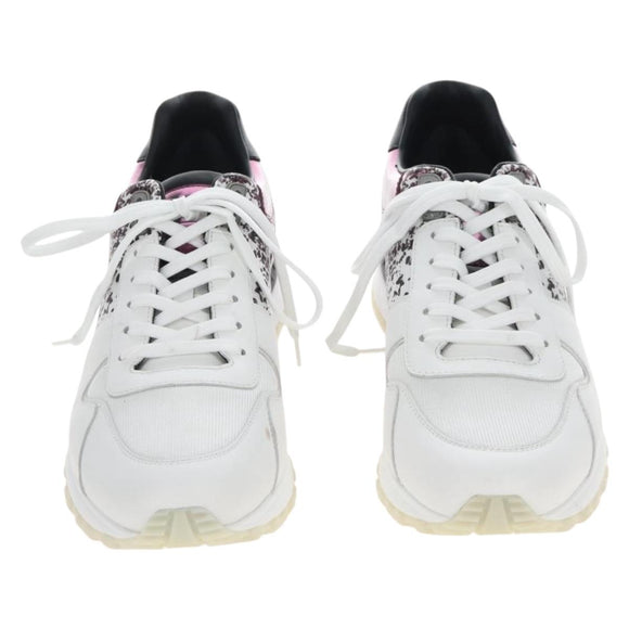 LOUIS VUITTON Sneakers Leather Size 7 White LV Auth 207372M