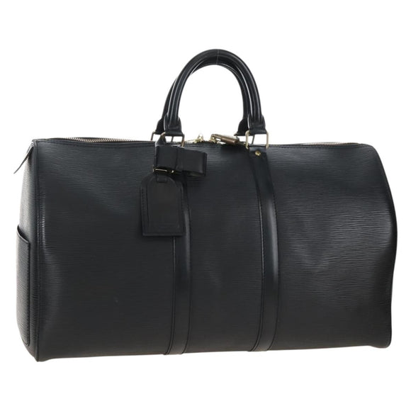 LOUIS VUITTON Epi Keepall 50 Boston Bag Black M42962 LV Auth 207377V