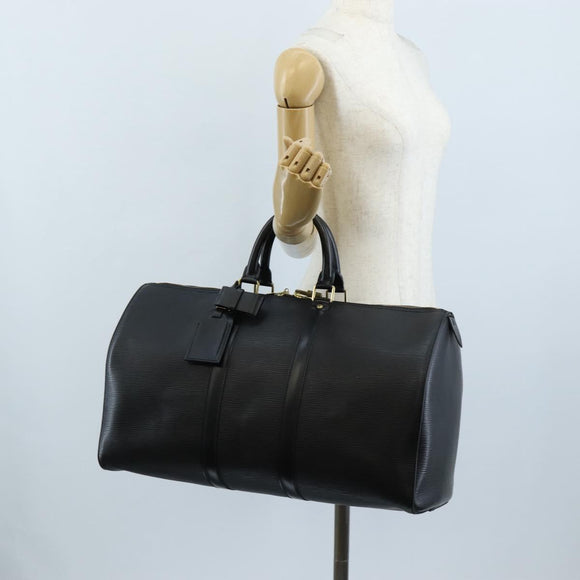 LOUIS VUITTON Epi Keepall 50 Boston Bag Black M42962 LV Auth 207377V