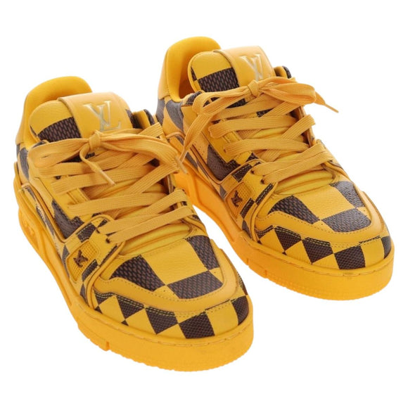 LOUIS VUITTON LV Trainer Shoes Leather Size 2 1/2 Yellow LV Auth 207385M