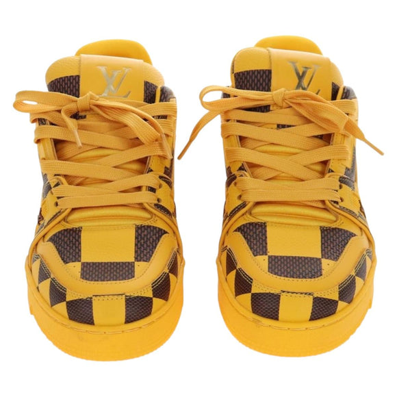 LOUIS VUITTON LV Trainer Shoes Leather Size 2 1/2 Yellow LV Auth 207385M