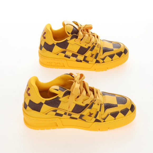 LOUIS VUITTON LV Trainer Shoes Leather Size 2 1/2 Yellow LV Auth 207385M