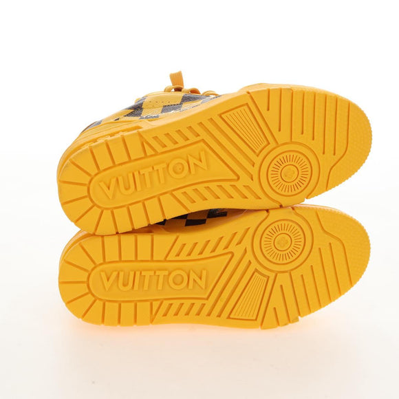 LOUIS VUITTON LV Trainer Shoes Leather Size 2 1/2 Yellow LV Auth 207385M