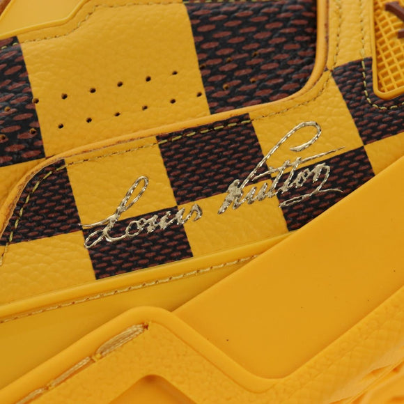 LOUIS VUITTON LV Trainer Shoes Leather Size 2 1/2 Yellow LV Auth 207385M