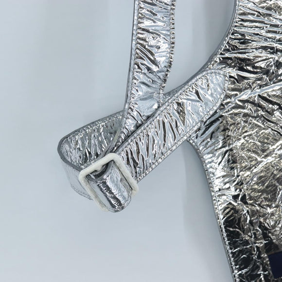 LOUIS VUITTON Best Mid Layer Jacket Leather Wool L Silver LV Auth 207389M