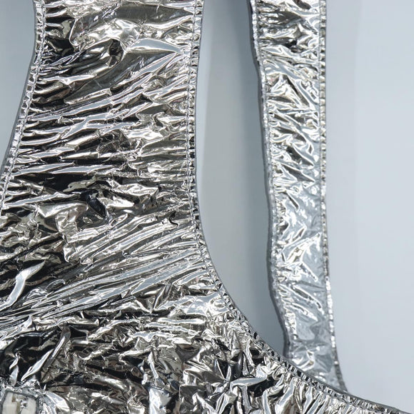 LOUIS VUITTON Best Mid Layer Jacket Leather Wool L Silver LV Auth 207389M