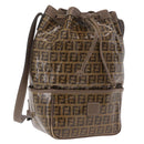 FENDI Zucchino Canvas Shoulder Bag Coated Canvas Beige Gold Auth 207406-1