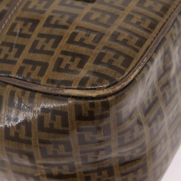 FENDI Zucchino Canvas Shoulder Bag Coated Canvas Beige Gold Auth 207406
