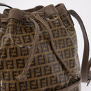 FENDI Zucchino Canvas Shoulder Bag Coated Canvas Beige Gold Auth 207406-17