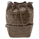 FENDI Zucchino Canvas Shoulder Bag Coated Canvas Beige Gold Auth 207406-2