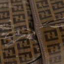 FENDI Zucchino Canvas Shoulder Bag Coated Canvas Beige Gold Auth 207406-7