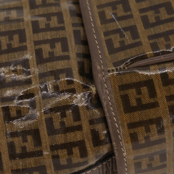 FENDI Zucchino Canvas Shoulder Bag Coated Canvas Beige Gold Auth 207406