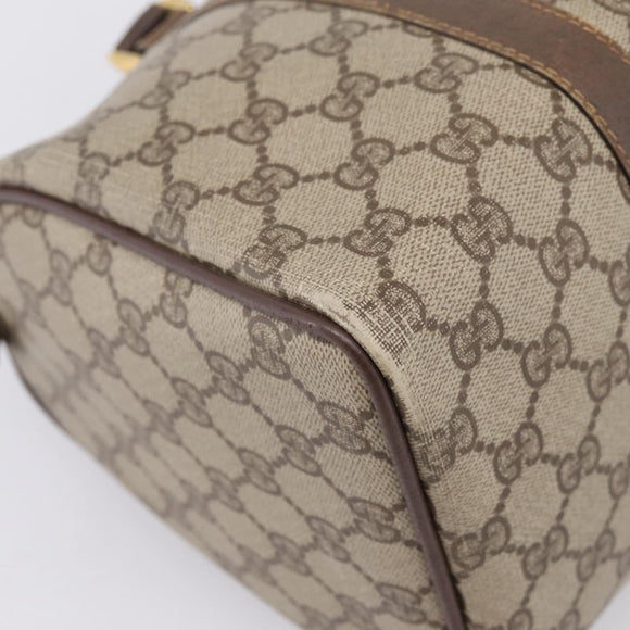 GUCCI GG Supreme Web Sherry Line Hand Bag PVC Beige Gold 40 02 007 Auth 207408