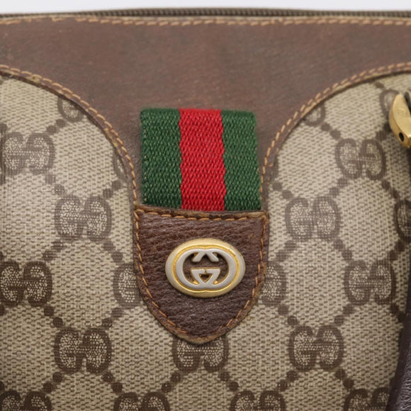 GUCCI GG Supreme Web Sherry Line Hand Bag PVC Beige Gold 40 02 007 Auth 207408