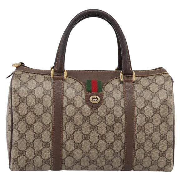 GUCCI GG Supreme Web Sherry Line Hand Bag PVC Beige Gold 40 02 007 Auth 207408