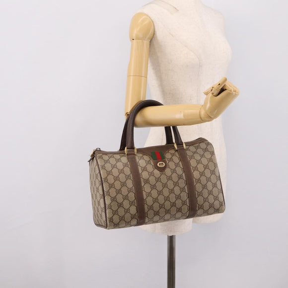 GUCCI GG Supreme Web Sherry Line Hand Bag PVC Beige Gold 40 02 007 Auth 207408