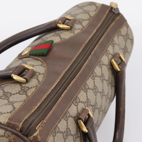 GUCCI GG Supreme Web Sherry Line Hand Bag PVC Beige Gold 40 02 007 Auth 207408