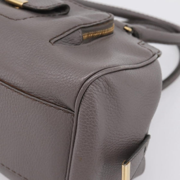 TOD'S Shoulder Bag Leather Gray Gold Auth 207410A