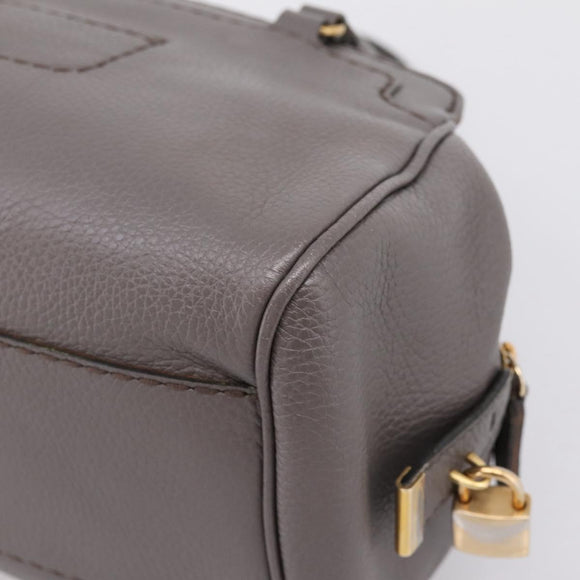 TOD'S Shoulder Bag Leather Gray Gold Auth 207410A