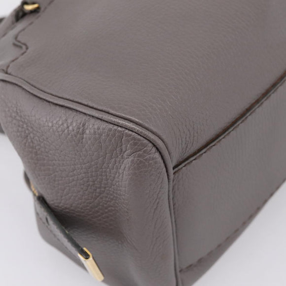 TOD'S Shoulder Bag Leather Gray Gold Auth 207410A