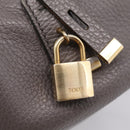 TOD'S Shoulder Bag Leather Gray Gold Auth 207410A-18
