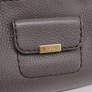 TOD'S Shoulder Bag Leather Gray Gold Auth 207410A-20
