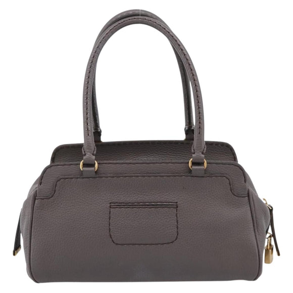 TOD'S Shoulder Bag Leather Gray Gold Auth 207410A