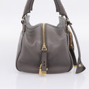 TOD'S Shoulder Bag Leather Gray Gold Auth 207410A-3