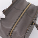 TOD'S Shoulder Bag Leather Gray Gold Auth 207410A-6