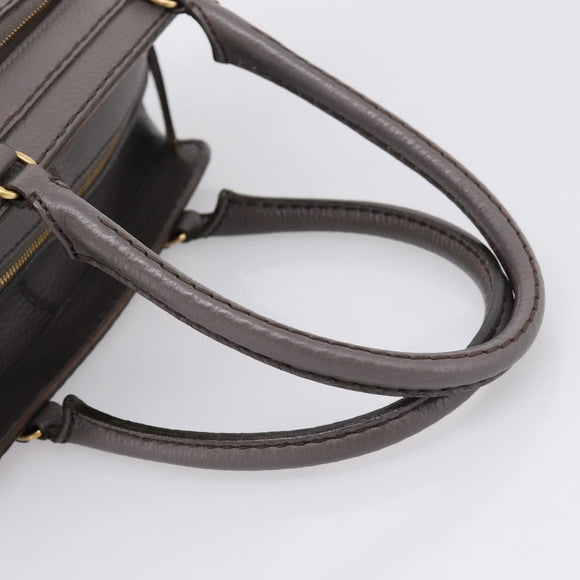 TOD'S Shoulder Bag Leather Gray Gold Auth 207410A
