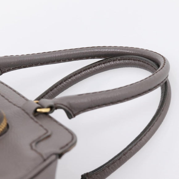 TOD'S Shoulder Bag Leather Gray Gold Auth 207410A