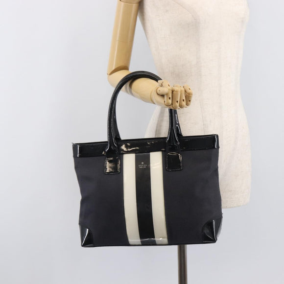 GUCCI Tote Bag Canvas Black Gold 002 1119 Auth 207412