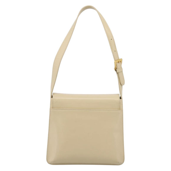 GIVENCHY Shoulder Bag Leather Ivory Gold Auth 207416