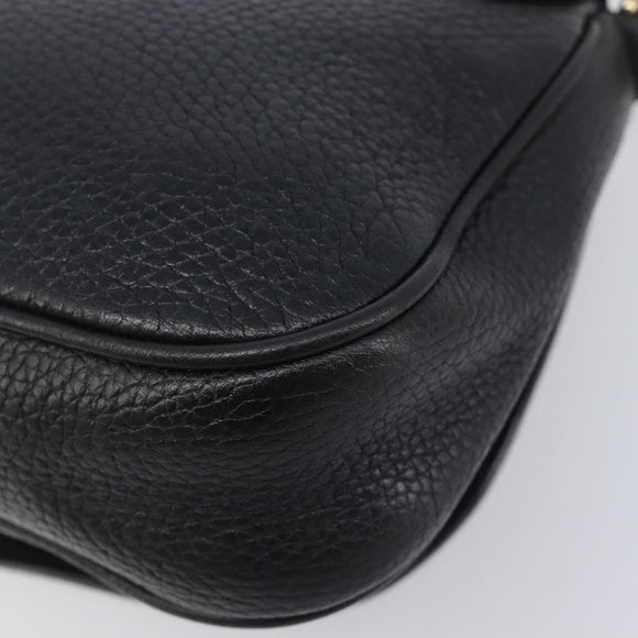 GUCCI Soho Chain Shoulder Bag Leather Black Gold 536224 Auth 207417V