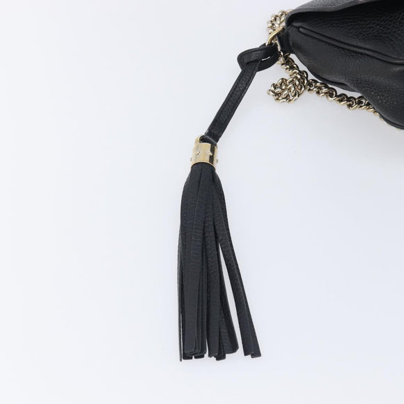 GUCCI Soho Chain Shoulder Bag Leather Black Gold 536224 Auth 207417V