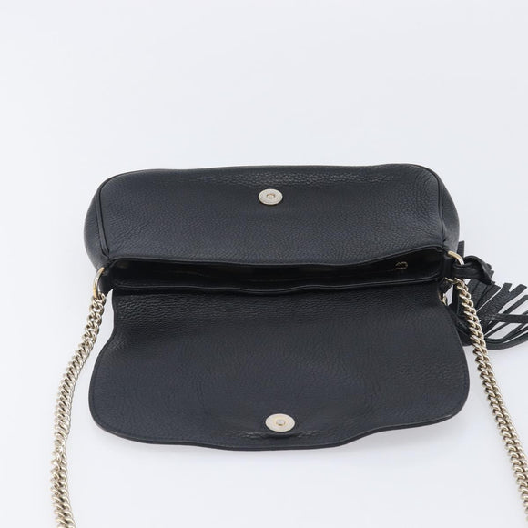 GUCCI Soho Chain Shoulder Bag Leather Black Gold 536224 Auth 207417V