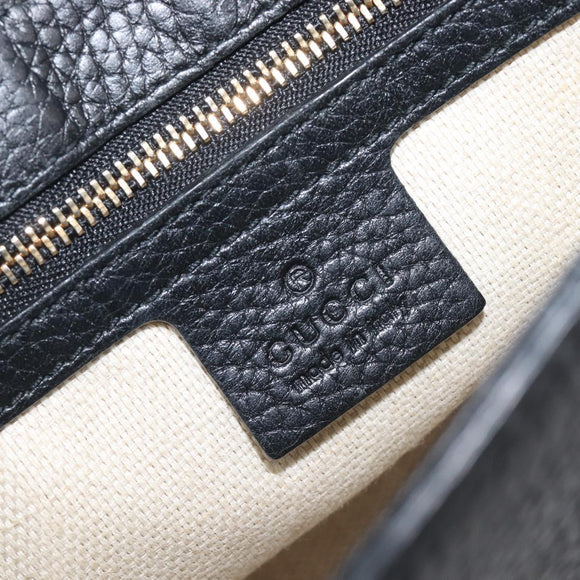 GUCCI Soho Chain Shoulder Bag Leather Black Gold 536224 Auth 207417V