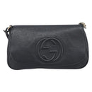 GUCCI Soho Chain Shoulder Bag Leather Black Gold 536224 Auth 207417V-13