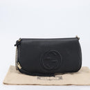 GUCCI Soho Chain Shoulder Bag Leather Black Gold 536224 Auth 207417V-12