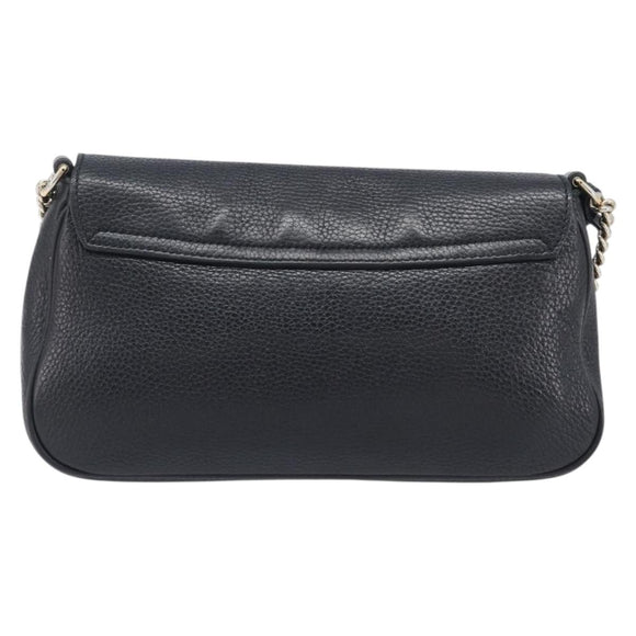 GUCCI Soho Chain Shoulder Bag Leather Black Gold 536224 Auth 207417V