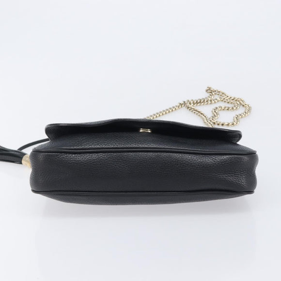 GUCCI Soho Chain Shoulder Bag Leather Black Gold 536224 Auth 207417V