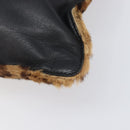 LOEWE Hand Bag Harako Leather Brown Gold Auth 207420A-15