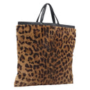 LOEWE Hand Bag Harako Leather Brown Gold Auth 207420A-1
