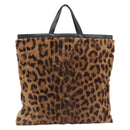 LOEWE Hand Bag Harako Leather Brown Gold Auth 207420A-13