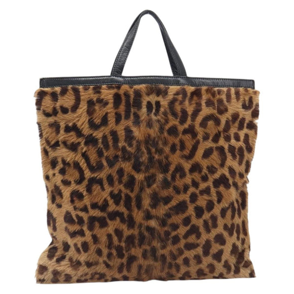 LOEWE Hand Bag Harako Leather Brown Gold Auth 207420A