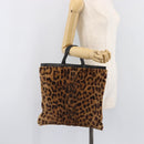 LOEWE Hand Bag Harako Leather Brown Gold Auth 207420A-21