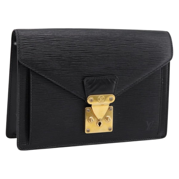 LOUIS VUITTON Epi Serie Dragonne Clutch Bag Black Noir M52612 LV Auth 207427A