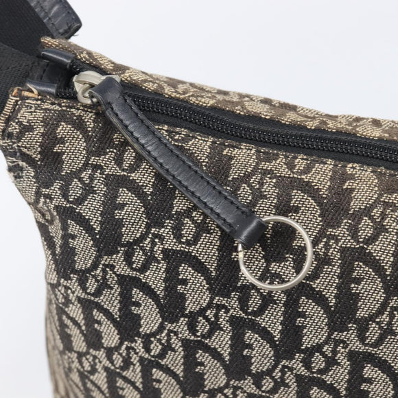 Christian Dior Trotter Canvas Shoulder Bag Black Silver Auth 207429